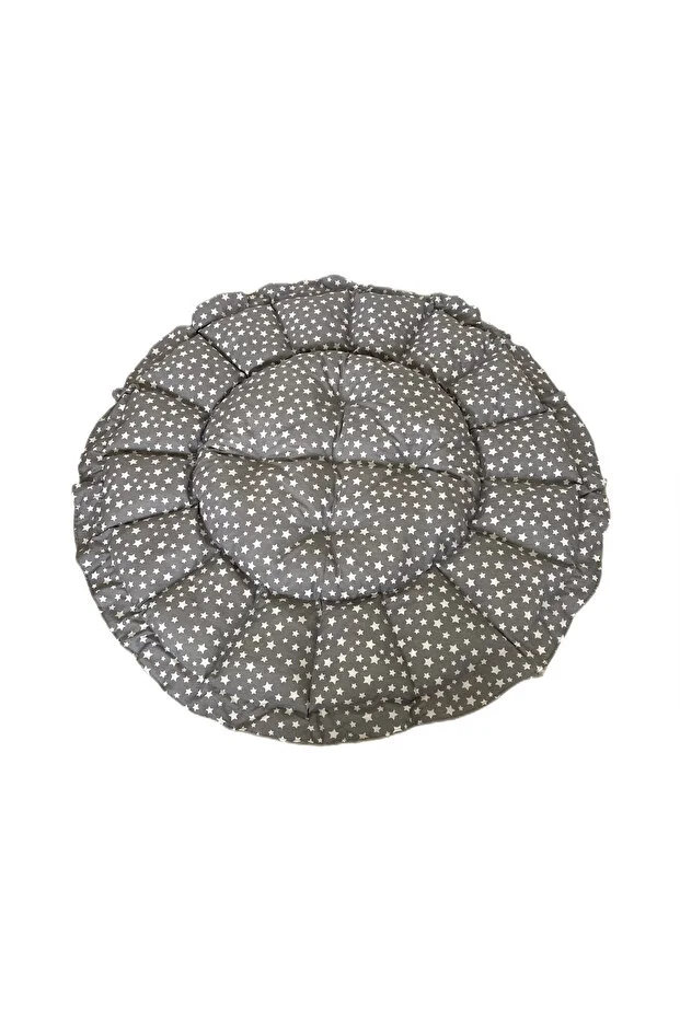 STQUEEN Büyük Boy Organik Kumaş Gri Yıldız Açılır Kapanır Uyku ve Oyun Minderi 150X150
